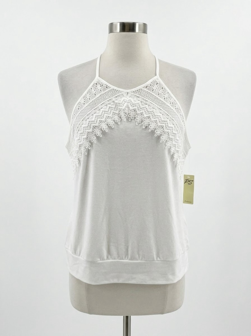 Women’s White Lace Halter Tank Top